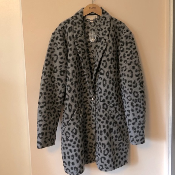 Michael Kors Jackets & Blazers - MICHAEL KORS LEOPARD TEDDY COAT GREY BLACK FUR